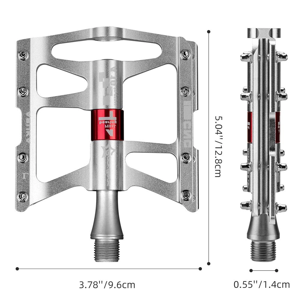 ROCKBROS 4 Bearings Mountain MTB Bike Pedals Platform Flat Aluminum Alloy 9/16"