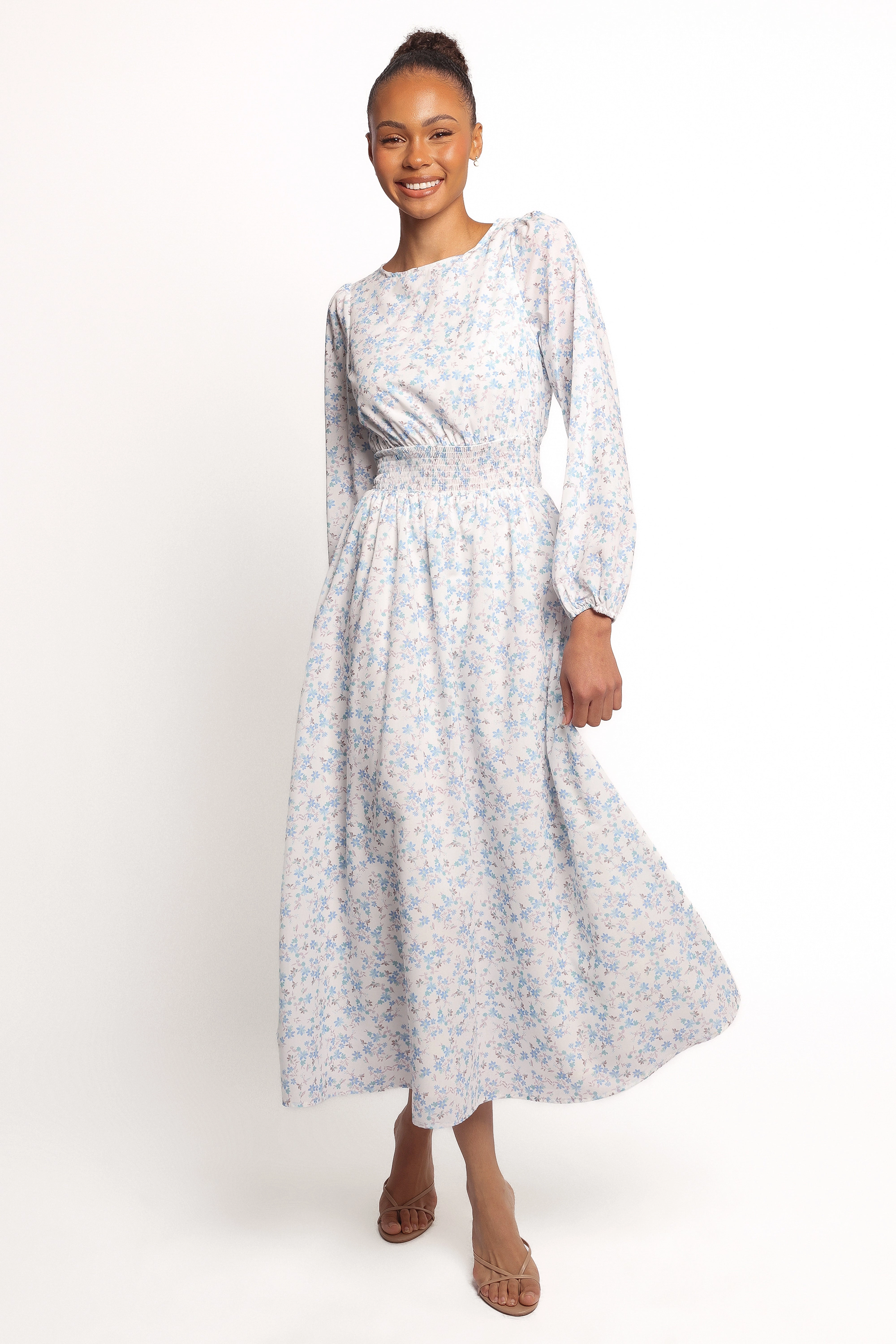 Roman Long Sleeve Maxi Dress - Blue Floral