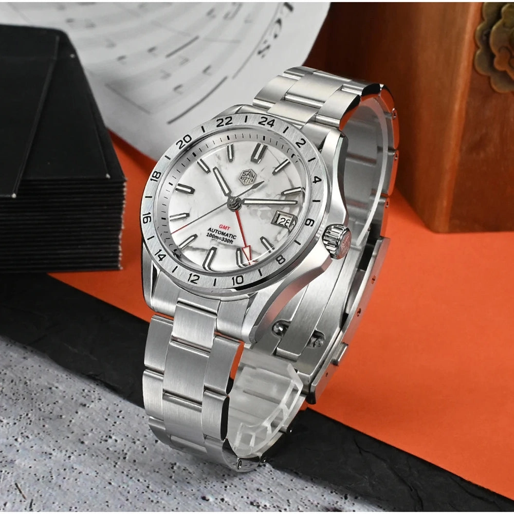 San Martin Aventurine Gemstone NH34 GMT Watch SN0129GB