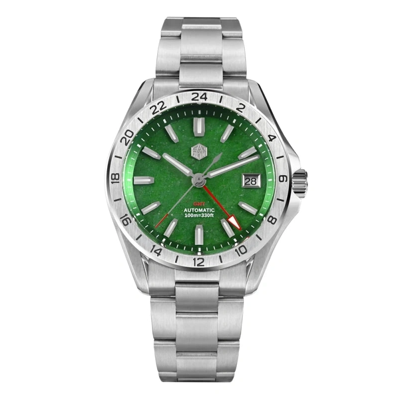 San Martin Aventurine Gemstone NH34 GMT Watch SN0129GB