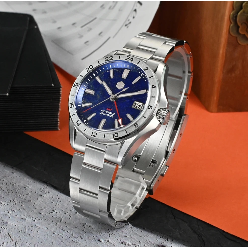 San Martin Aventurine Gemstone NH34 GMT Watch SN0129GB