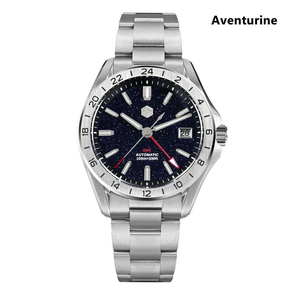 San Martin Aventurine Gemstone NH34 GMT Watch SN0129GB