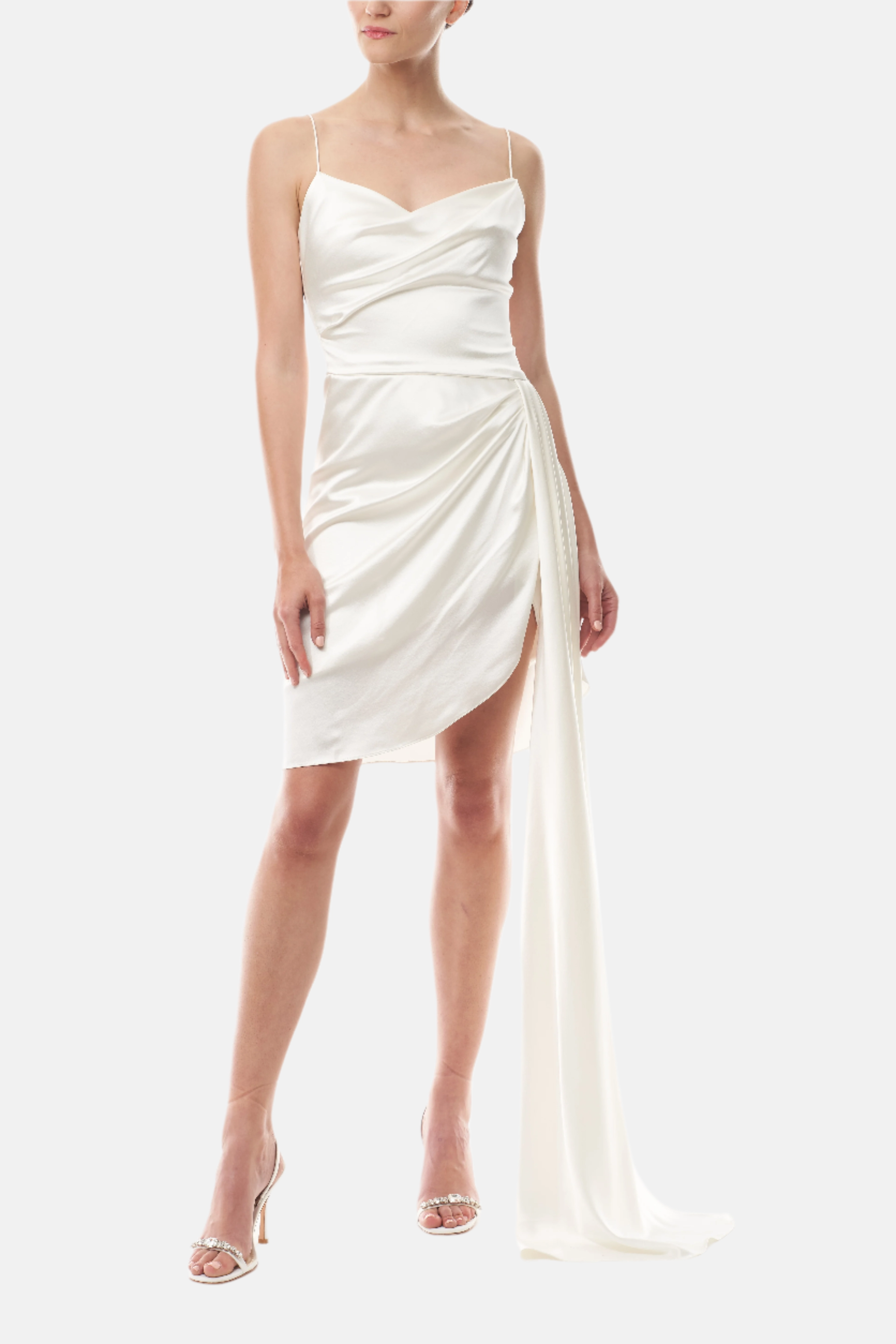 Satin Draped Mini Dress