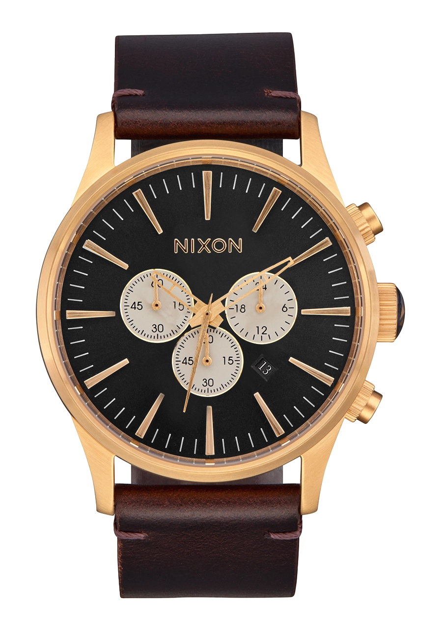 Sentry Chrono Leather - Gold / Indigo / Brown