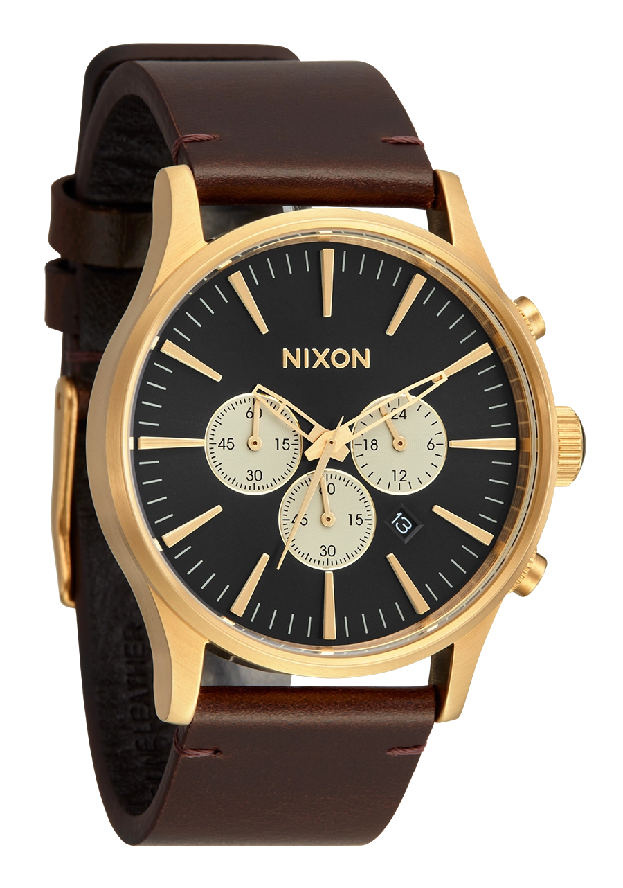 Sentry Chrono Leather - Gold / Indigo / Brown