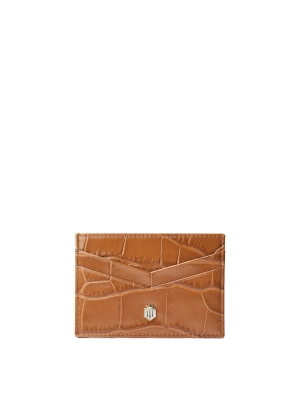 Signature Card Holder - Tan Croc Leather