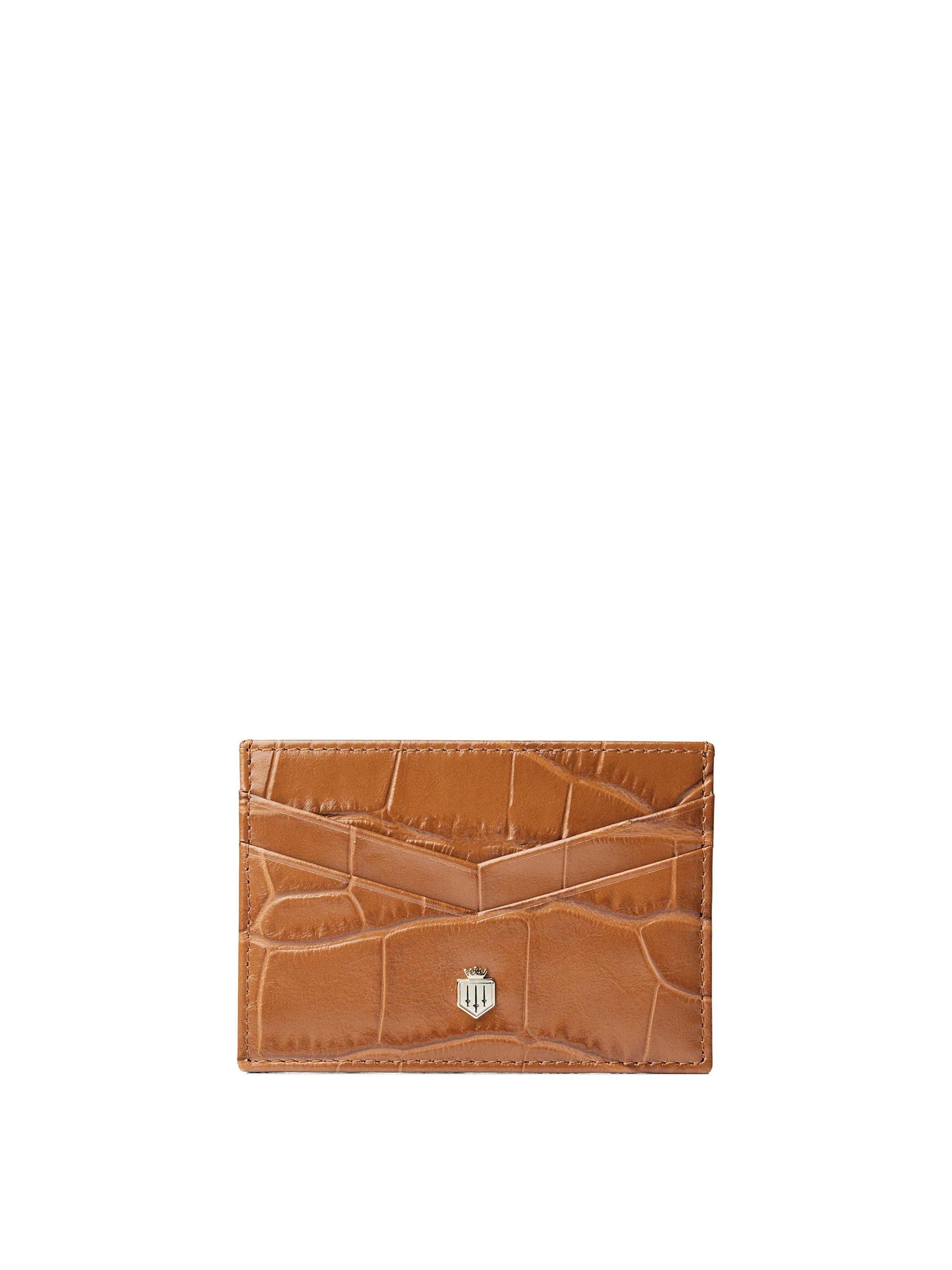 Signature Card Holder - Tan Croc Leather