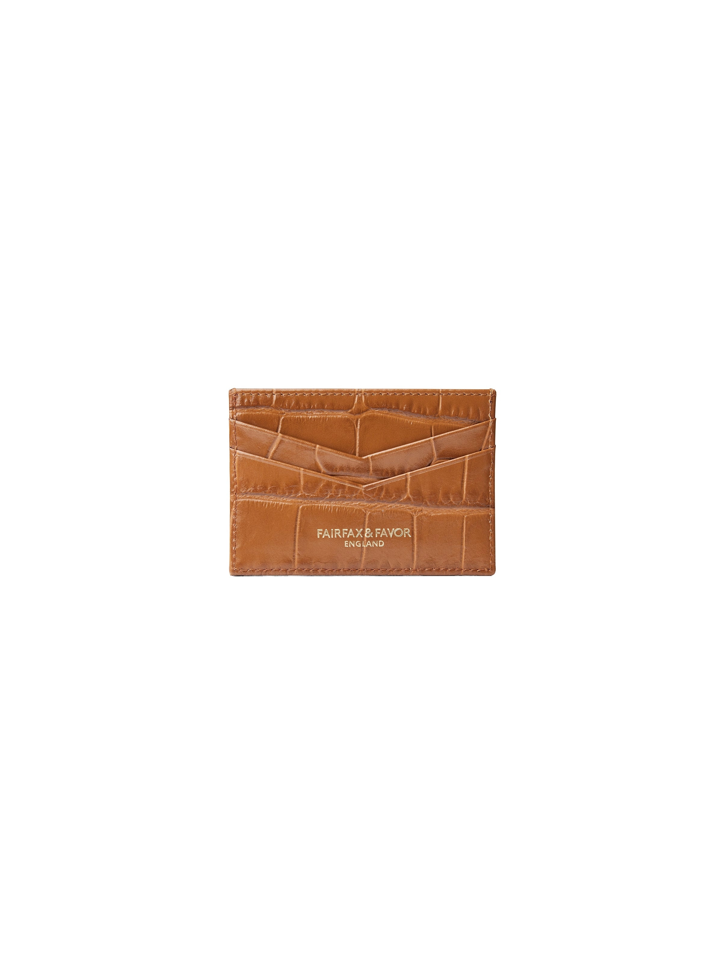 Signature Card Holder - Tan Croc Leather