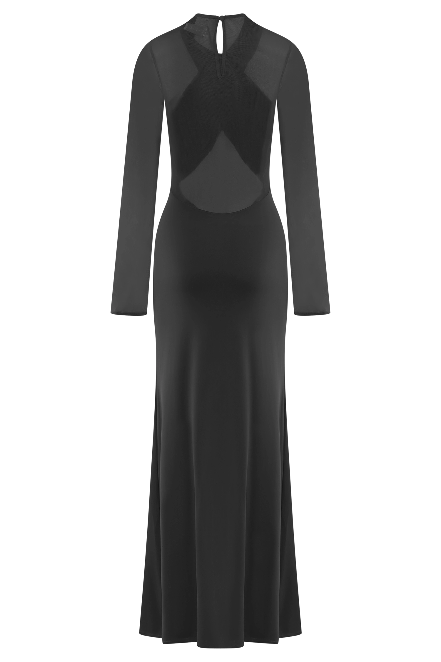 Tania Slinky And Mesh Long Sleeve Maxi Dress - Black