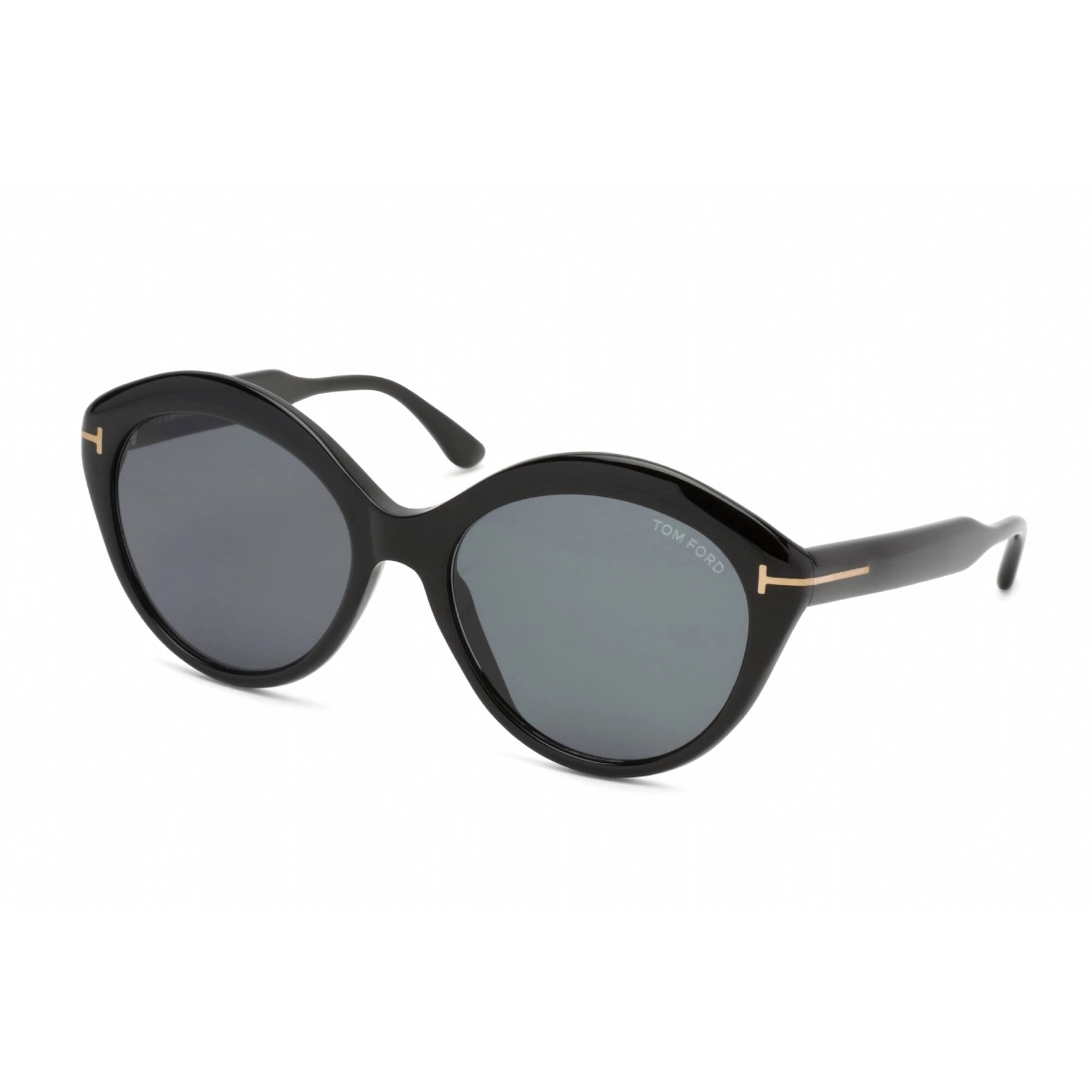 Tom Ford Women's Sunglasses - Shiny Black Plastic Oval Frame Smoke Lens | FT0763 01A