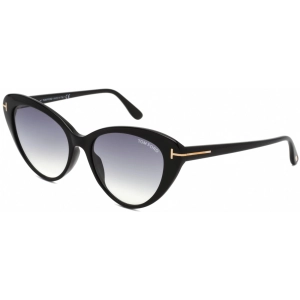 Tom Ford Women's Sunglasses - Shiny Black Round Frame Gradient Smoke Lens | FT0869 01B