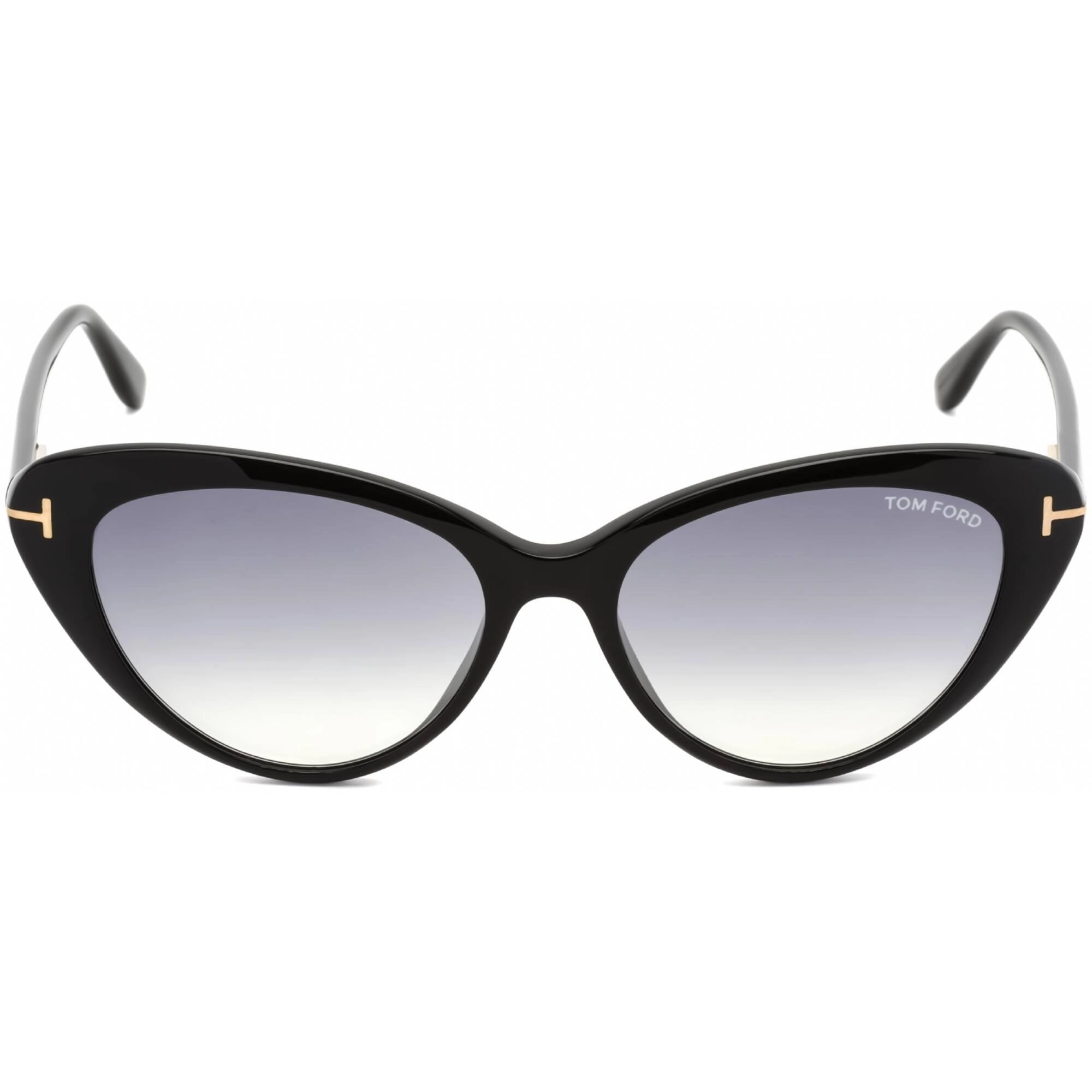 Tom Ford Women's Sunglasses - Shiny Black Round Frame Gradient Smoke Lens | FT0869 01B