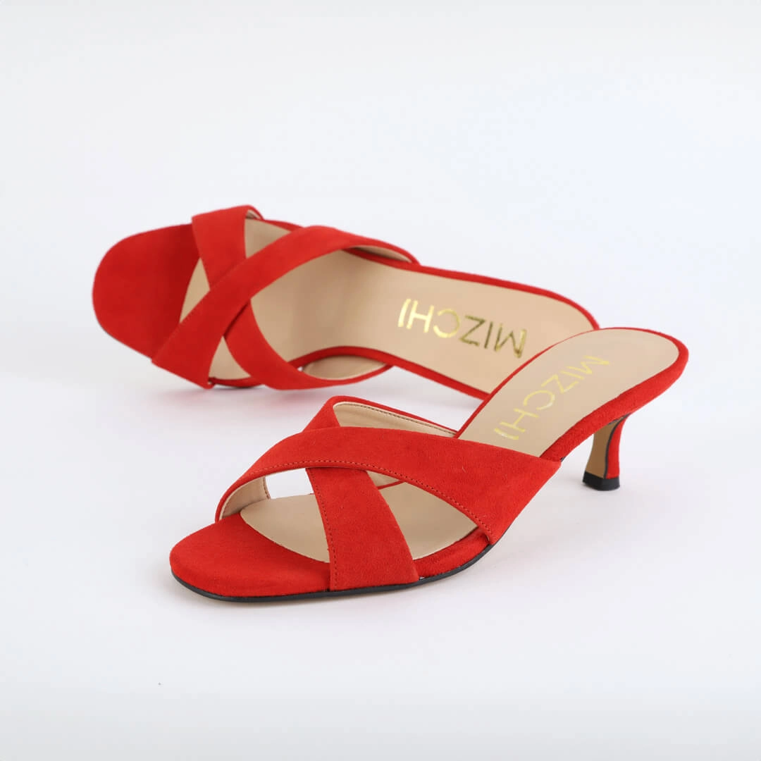 *UK size 2.5 - Anneka  - red suede, 5cm heels