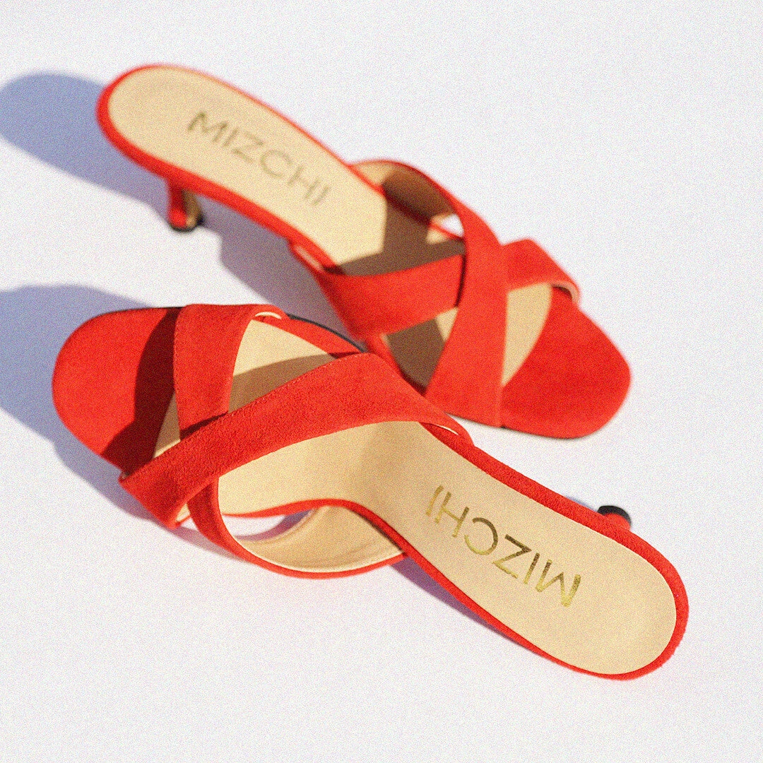 *UK size 2.5 - Anneka  - red suede, 5cm heels