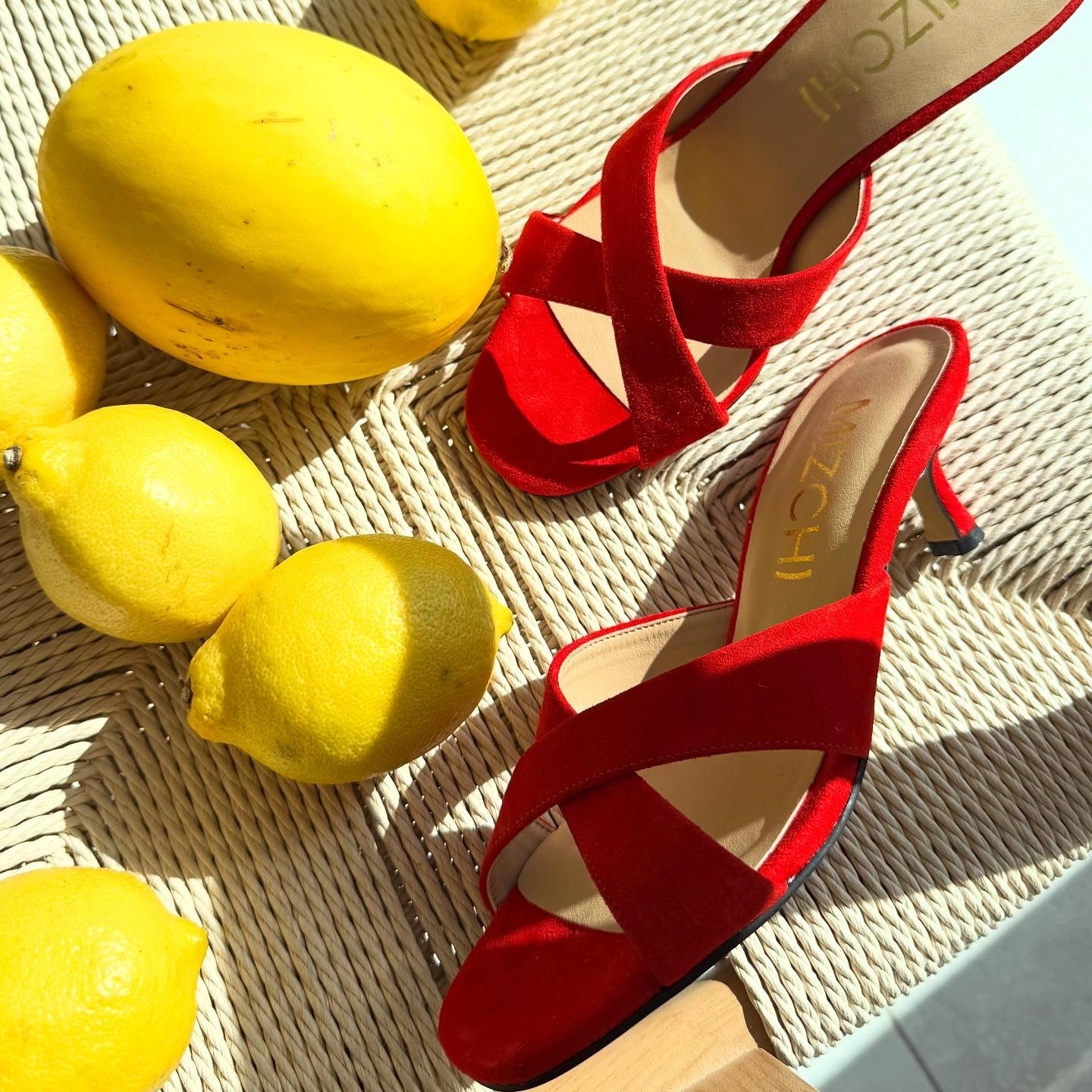 *UK size 2.5 - Anneka  - red suede, 5cm heels