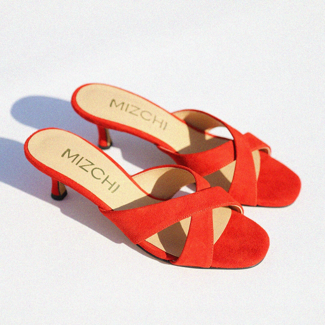 *UK size 2.5 - Anneka  - red suede, 5cm heels