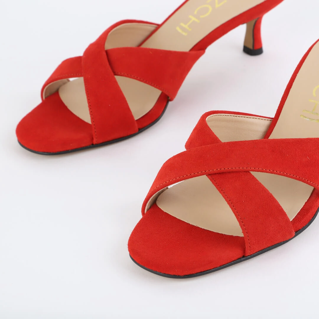 *UK size 2.5 - Anneka  - red suede, 5cm heels