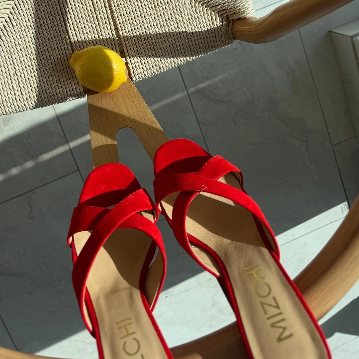 *UK size 2.5 - Anneka  - red suede, 5cm heels