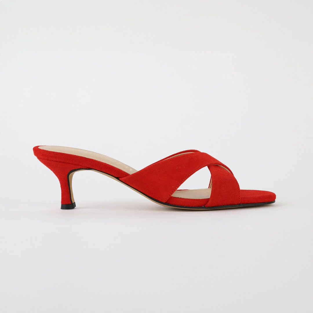 *UK size 2.5 - Anneka  - red suede, 5cm heels