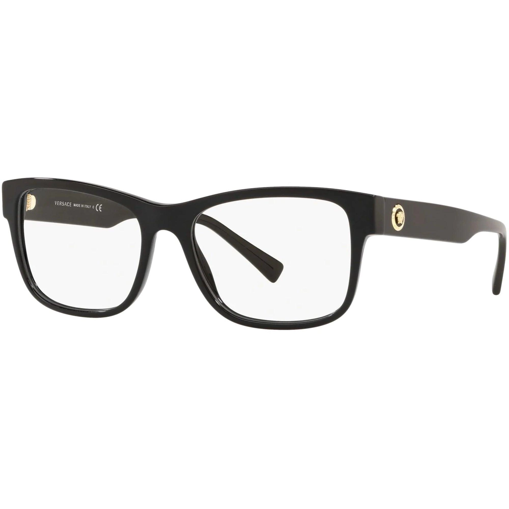Versace Women's Eyeglasses - Full Rim Black Plastic Rectangular Frame | 0VE3266 GB1