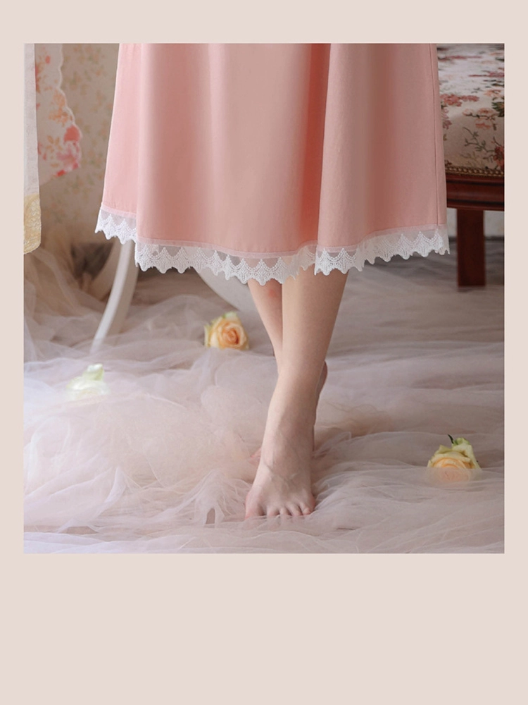 Women's Lace Nightdress Short Sleeve Victorian Nightgown Sleepwear Pajama