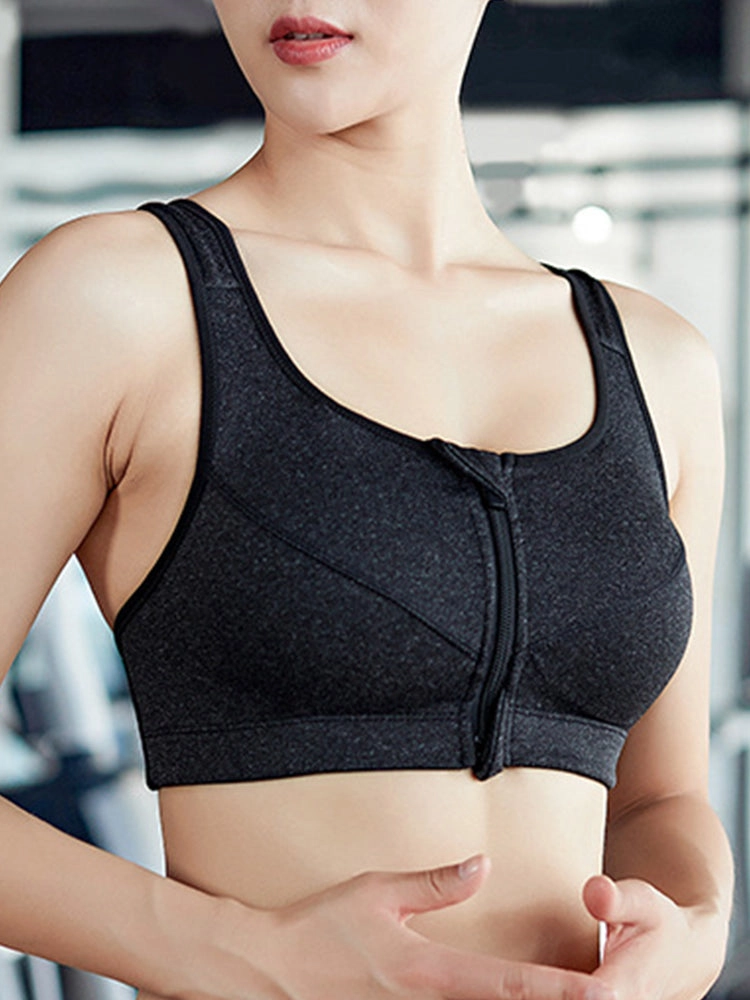 Women's Zip Front Wireless Post-Surgery Yoga Sports Bras