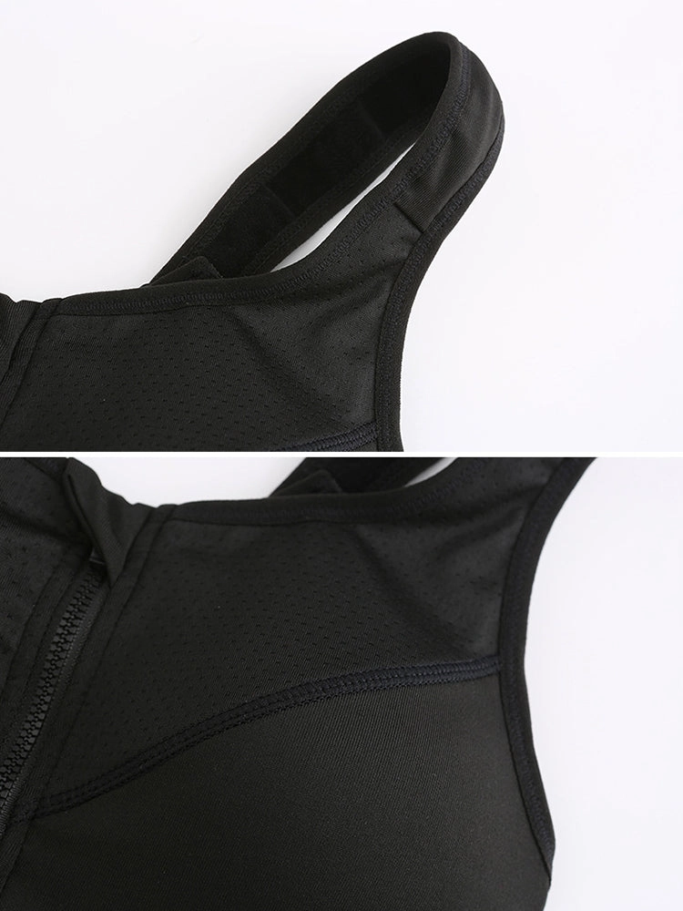 Women's Zip Front Wireless Post-Surgery Yoga Sports Bras