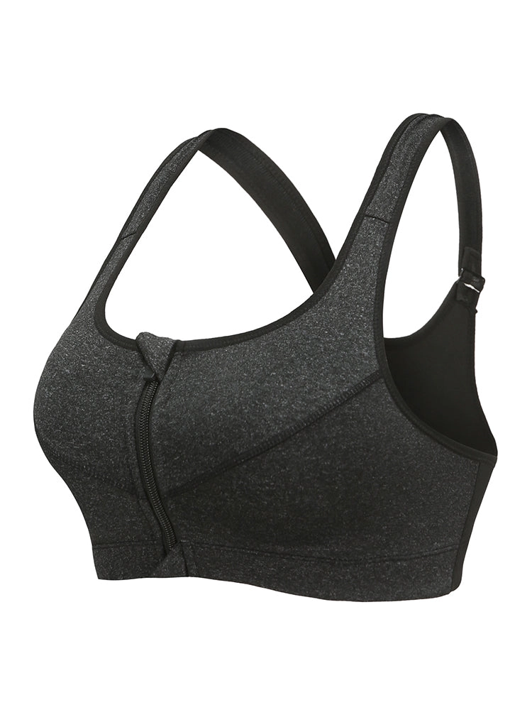 Women's Zip Front Wireless Post-Surgery Yoga Sports Bras