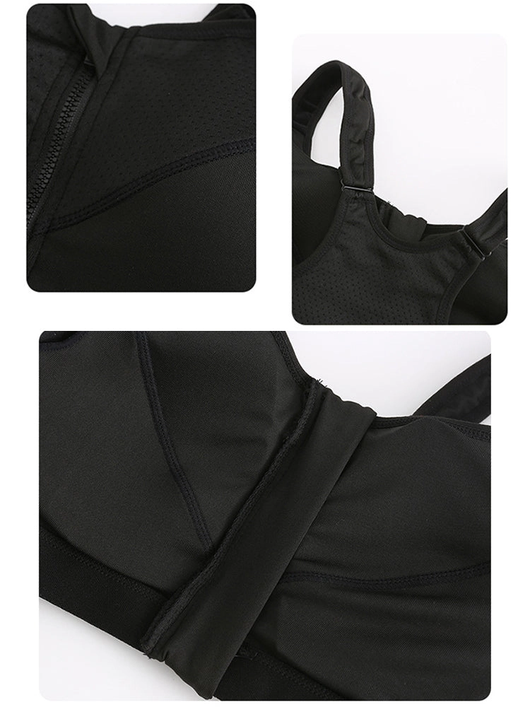 Women's Zip Front Wireless Post-Surgery Yoga Sports Bras